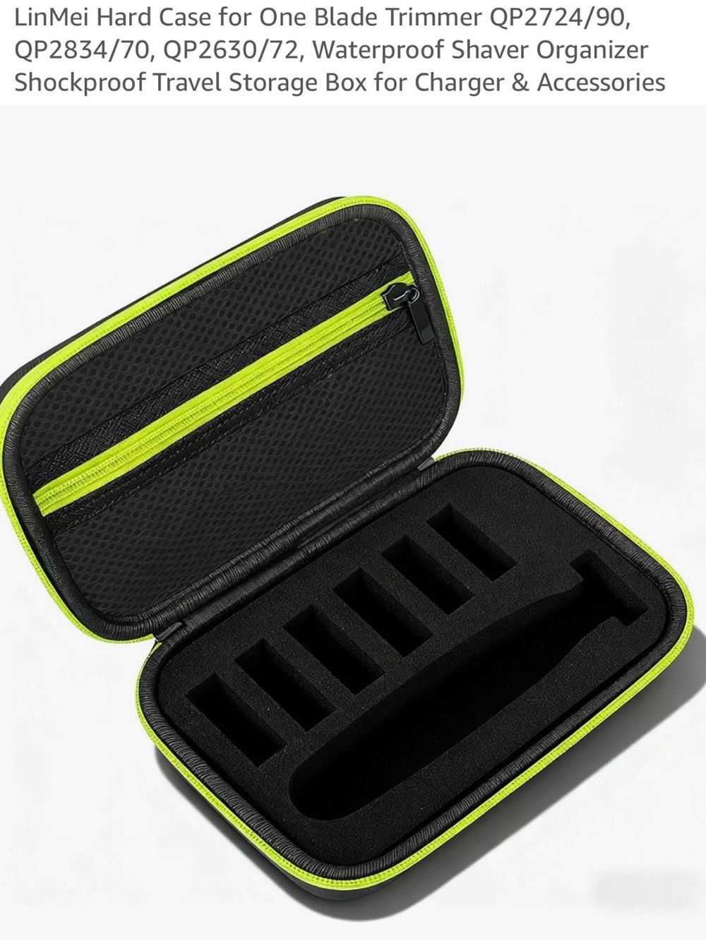Black and Lime Green Hard Travel Case for One Blade Trimmer